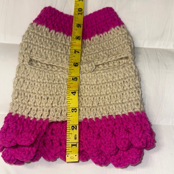 Hand crafted pets Pink and Tan Crochet dress Skirt with Bow - Picture 4 of 6